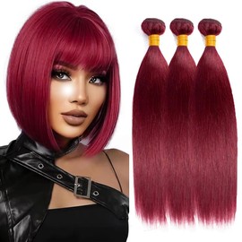 Burgundy Human Hair Bundles 99J Straight Bundle Red Color Human Hair Bundle 12 14 16 inch Dark Burgundy Straight 3 Bundles