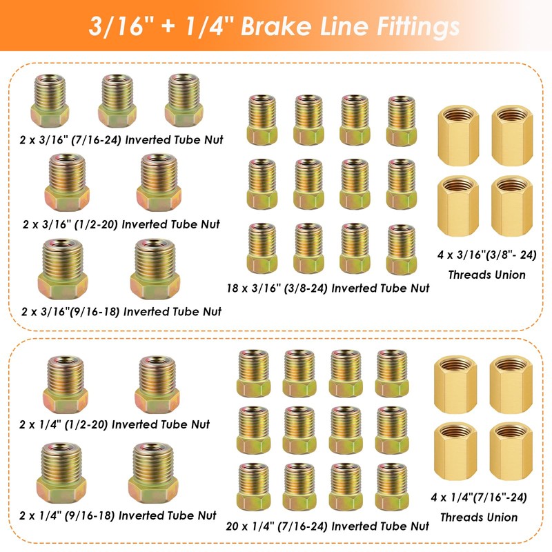 Eoppen 25 ft 3/16 + 1/4 Copper Coated Brake Line