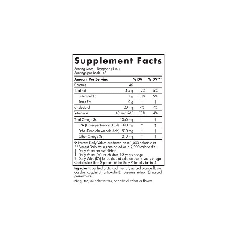 Nordic Naturals Arctic Cod Liver Oil Orange 237ml Fish Oils