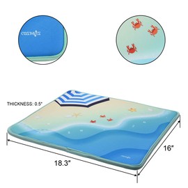 CM Multifunction Soft Neoprene Swimming Pool Mat Poolside Seating Mat Pool Cushion Pad Beach Mat for Beach Swimming Pool, 18 x 15.5 inches (Beach & Wave Patterns (2 pcs))