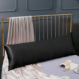 Cozysilk 100% Silk Body Pillowcase for Hair & Skin with Hidden Zipper, 20 Momme Silk Body Pillow Pillowcase, Pure Mulberry Silk Maternity Pillow Cover for Women Pregnancy (20 x 54, Black)