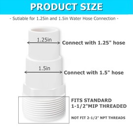3 Pack Universal Combo Pool Hose Adapter,1-1/4" or 1-1/2" Hose Connector Replacement for Above-Ground Pool Pump, Filter, Skimmer (With Hose Clamps & Tape)