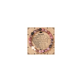 JoycuFF Graduation Gifts 2024 Graduation Gifts Graduation Gifts for Her Jesus Bracelets Inspirational Cross Graduation Bracelets for Daughter Granddaughter Sister Girlfriend Pink Black Rhodonite.