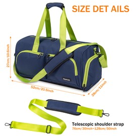 Kuston Sports Gym Bag With Shoes Compartment,Weekender Bag, Duffle Bag,Overnight Bag, Gym Bag for Men and Women