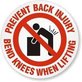 StickerDad® PREVENT BACK INJURY (3 PACK) vinyl Hard Hat Helmet decal - (size: 2" color: WHITE/RED/BLACK)- Hard Hat, Helmet, Windows, Walls, Bumpers, Laptop, Lockers, etc.