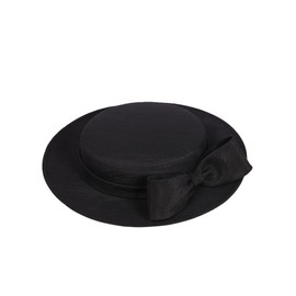 Black Wide Brim Church Derby Hat for Women Elegant Kentucky Fascinator with Bow,Tea Party Formal Cocktail Flat Top Hats