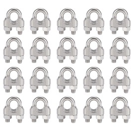 Wire Rope Clamp, Pack of 20 Wire Rope Clamps, M5 Bow Rope Clamp, Stainless Steel Rope Clamp, U Bolt Bow Shape, Clamp Wire Rope for Wire Rope Rope Clamp Clamp 5 mm Washing Line Awning Fixed