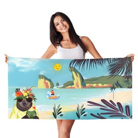 OYIWINMI Microfibre Beach Towel, 130 x 80 cm, Super Absorbent, Quick-Drying, Lightweight Sand-Free Beach Towel, Travel Towel, Bath Towel for Beach, Swimming, Sauna, Yoga, Women, Men (Pack of 1)