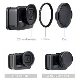 SOONSUN Metal Protective Case for GoPro Hero 12/11 / 10/9 Black, Back Door Housing Frame, Side Open Wire Connectable Video Cage with 52mm UV Filter + Side Door for GoPro Hero 12 11 10 9 Black