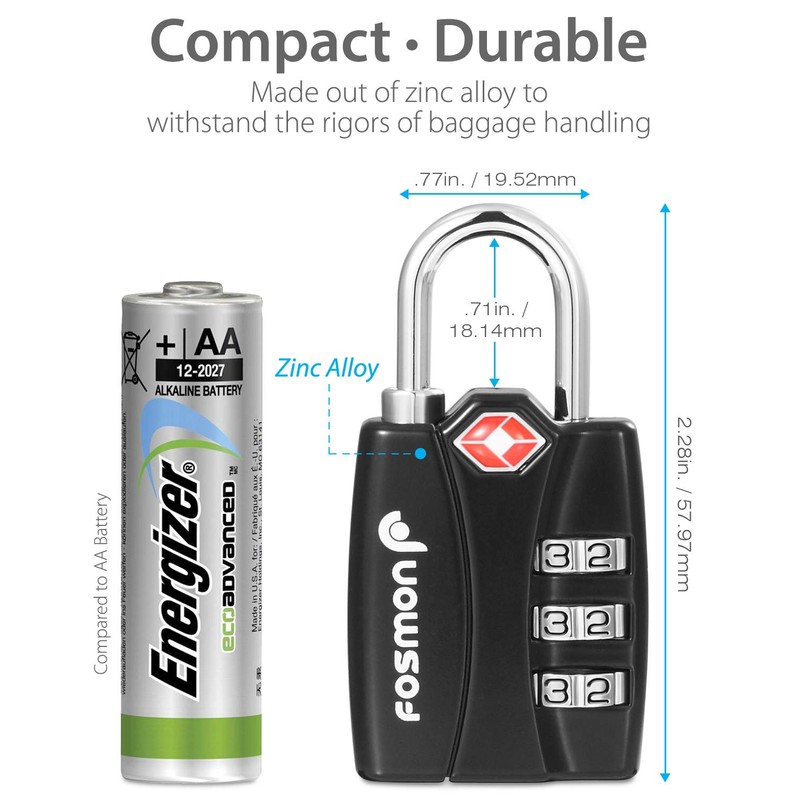 Fosmon TSA Approved Locks for Luggage. Suitcase Locks with Open