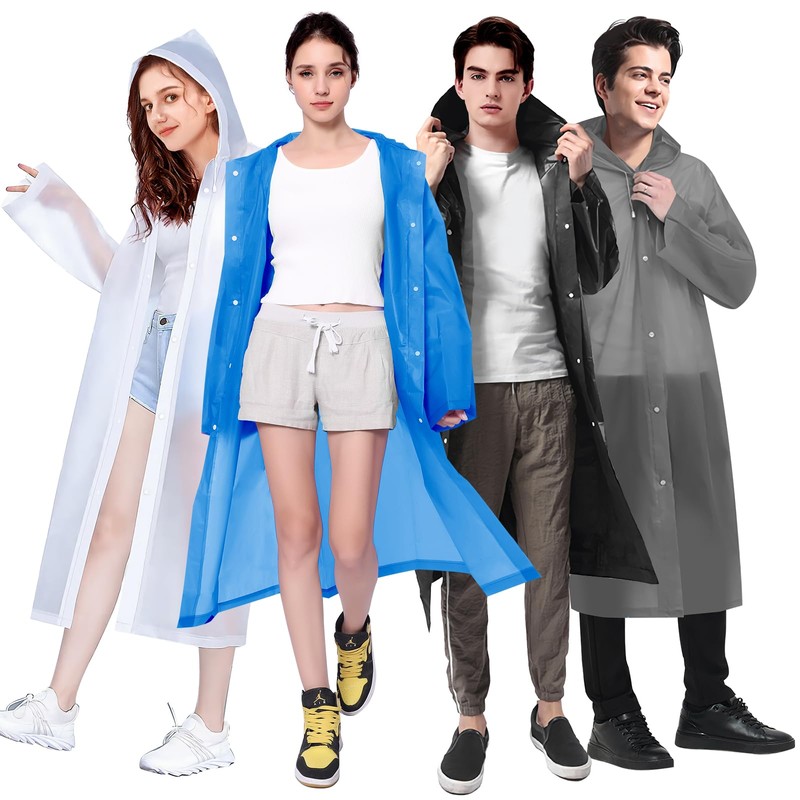 Trenovo Rain Ponchos for Adults Reusable, Rain Coat for Women