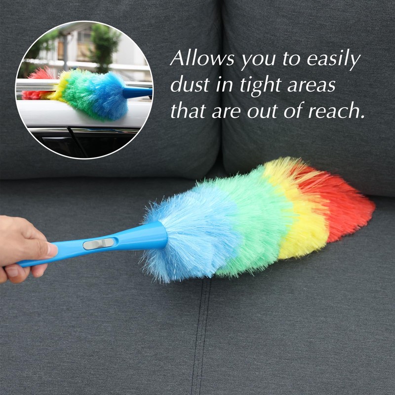 iHUFeather Rainbow Static Duster 24inch Reusable Microfiber Electrostatic Dusters with