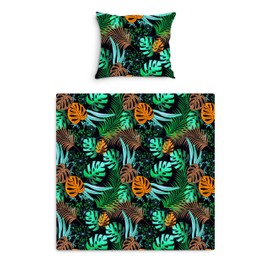 Amilian Baby Bed Linen Set 2-Piece - 80 x 80 cm & 35 x 40 cm - Prams, Cradles, Bassinets - Bed Linen for Boys and Girls - 100% Cotton - Palm Mustard Yellow