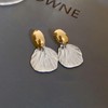 Silver Shell Charm Earrings for Women Silver Fan Shaped Earrings