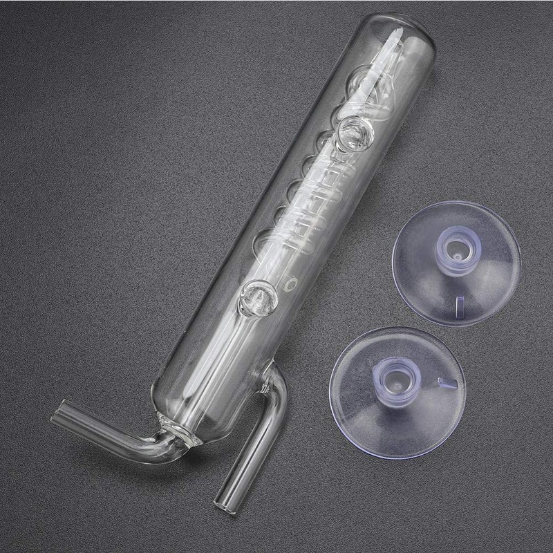Phefop Aquarium Bubble Counter Transparent Corrosion Resistant Glass CO2 Spiral