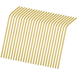 Reusable Metal Gold Straws 50Pcs.215x6mm Stainless Steel Drinking Straws in Bulk For Wholesale.8.5inch Curved Bent Straws for 20oz Tumblers Yeti (50pcs all bent Gold-8.5")