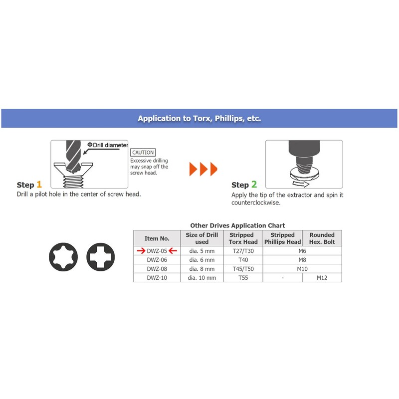 ENGINEER DWZ-05 Hex Socket Screw Extractor for The Quick &