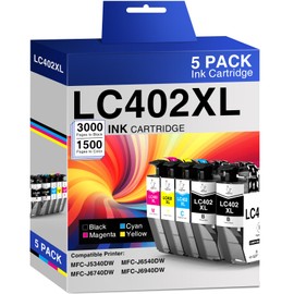 Uiprint LC402XL Ink Cartridges Replacement for Brother LC402 XL Ink Cartridges for Brother MFC-J5340DW MFC-J6540DW MFC-J6940DW Printers, 5 Pack High Yield(2 Black, 1 Cyan, 1 Magenta, 1 Yellow)