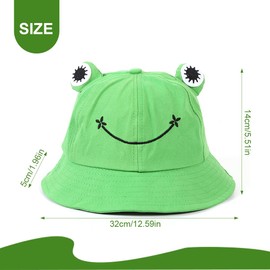 QEQSHQO Kids Fisherman Hat Funny Frog Fishing Hat Cute Summer Cotton Bucket Hat for Kids Green (53-55cm)