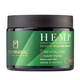 Pure Mineral - Hanf-Haarmaske für Tief Genährtes Haar - Feuchtigkeitsspendend, Revitalisierend, Totes Meer Mineralien - Ohne Sulfate, Parabene, Petrolate - 350ml