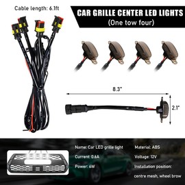 Ohleats - 4 luces de rejilla delantera para coche, luz LED brillante con arnés de cableado, lámpara decorativa impermeable compatible con F150 F250 F350, accesorios exteriores para coche (blanco y