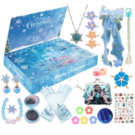 Beauty Advent Calendar, 2024 Advent Calendar Makeup Set, 24 Pieces Blind Box Gifts for Christmas, for Best Girls' Jewellery Gift, Christmas Countdown Calendar, with Hair Clips Headbands
