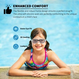 BEEWAY Kids Swimming Goggles 6-14 | Wide View | Anti-fog | Anti-leak | Quick Adjust Strap | UV Protection | Super Comfort for Boys and Girls
