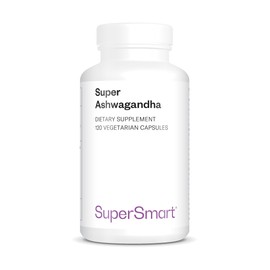 Super Ashwagandha 600 mg per day, KSM-66®, natural relaxation and stress reduction, increases endurance and muscle recovery, extract from Withania Somnifera (5%), vegan. Supersmart