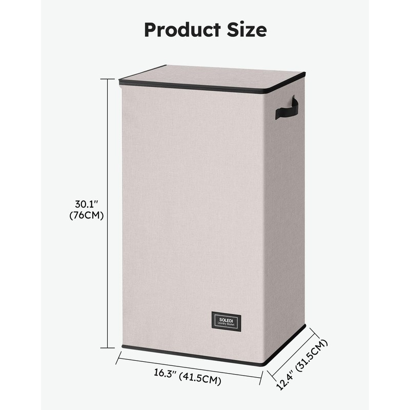 SOLEDI Laundry Hamper with Lid 100L Large & Tall Collapsible