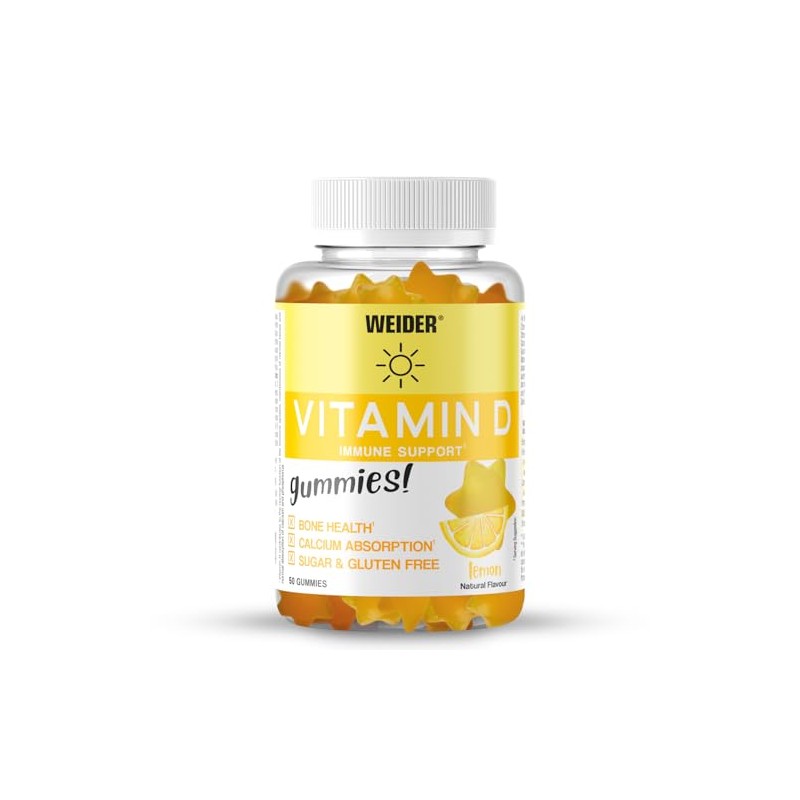 Weider Vitamin D Gummies (50 Gummies) Lemon, with Vitamin D3