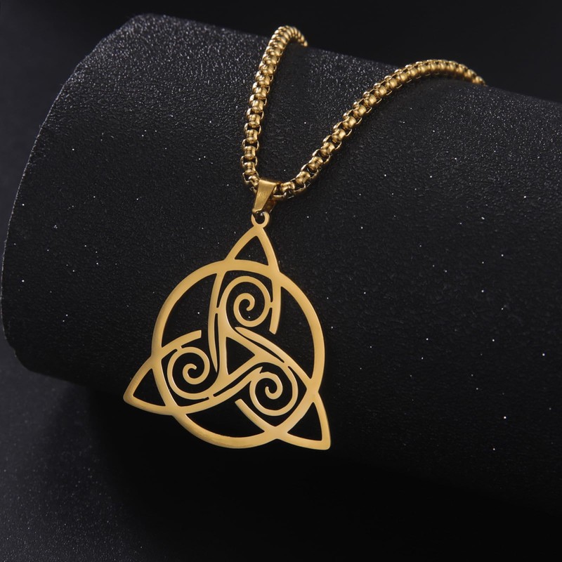 UNIFT Trinity Celtic Knot Triple Spiral Necklaces for Women Stainless