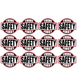 12 Pack | Reflective Think Safety First Hard Hat Stickers | Motorcycle | Welding Biker Helmet Decals | Laborer | Foreman | Welder, Lineman, Construction Vinyl Decal