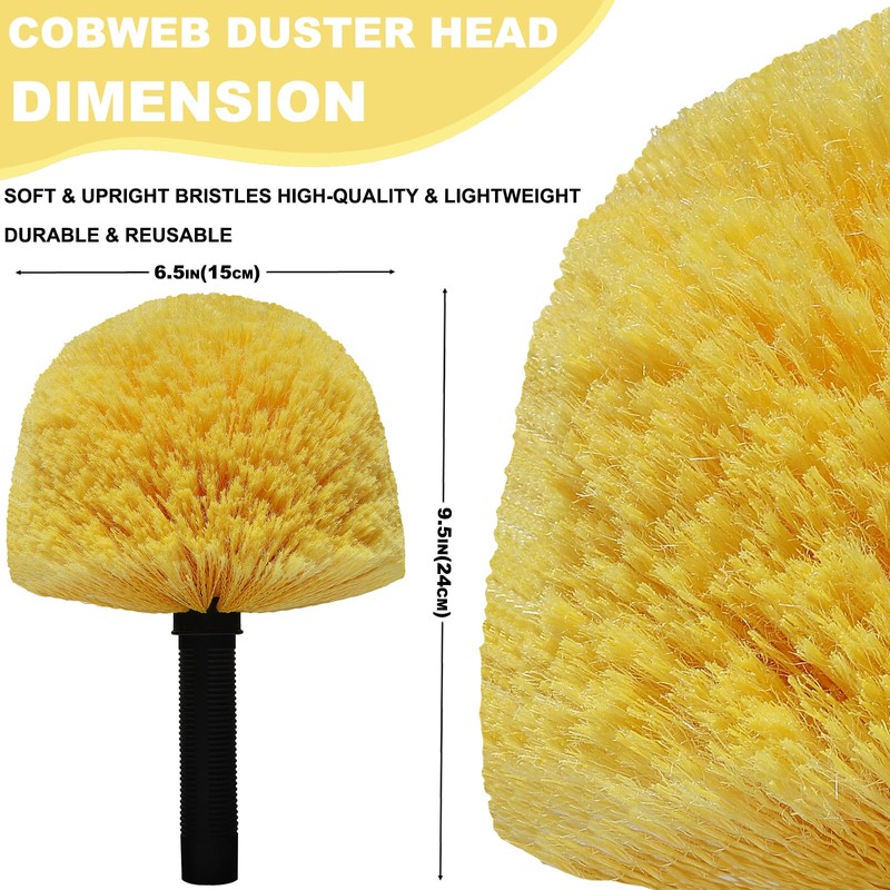 Tockrop 2 Pack Twist-On Cobweb Duster Head Brush - Efficient