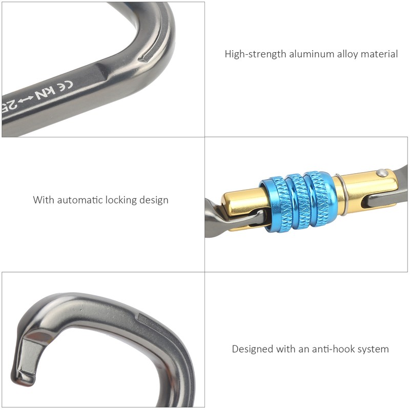 XINDA Climbing Carabiner Safety Buckle Quick Hanging D‑Type Screw Main
