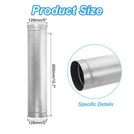 PATIKIL 5" Inch Stove Pipe, 24" Inch Stainless Steel Single Wall Wood Burning Pipe, Furnace Chimney Pipes for Grill, Gas Stoves, 20 Gauge