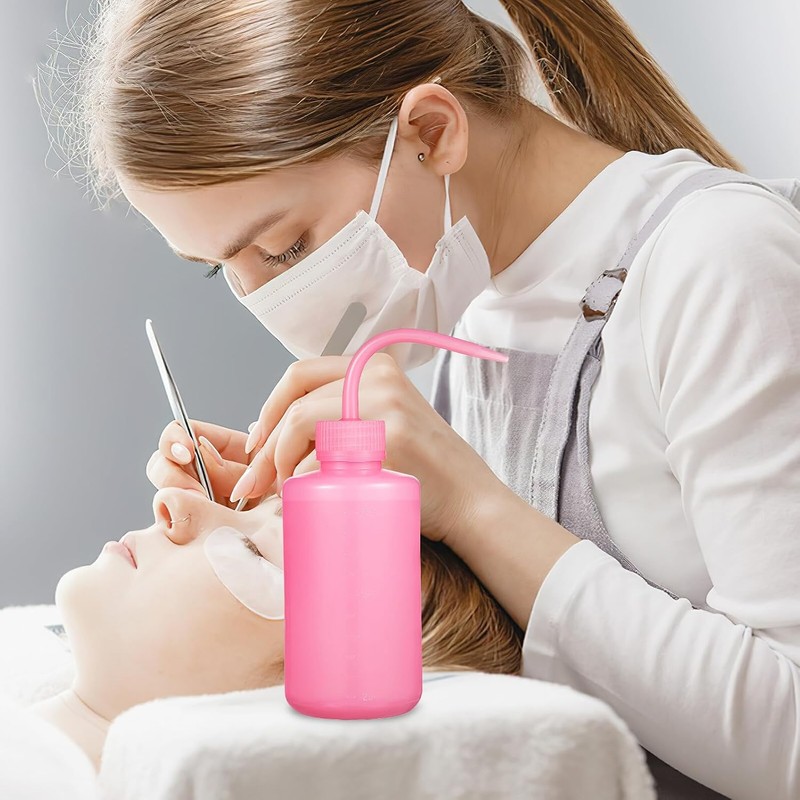 TEHAUX 2piezas Botellas Limpiadoras De Pestañas Plástico Flexible Color Rosa