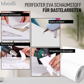 BIBODU Pack of 2 rolls of EVA foam 2 mm white colour, foam rubber, 2 mm thick, size 150 cm x 32 cm, density 80 kg/m3, EVA foam cosplay, DIY crafts, EVA foam, suitable for boys