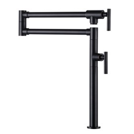 Brass Folding Pot Filler - Deck Mount Faucet for Kitchen Sink, Oil Rubbed Bronze Finish, Double Joint Swing Arms