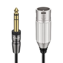 J&D 6.35mm TRS to XLR Cable, Copper Shell Gold Plated Balanced 1/4" Stereo to XLR Cable Male to Male XLR to TRS 6.35mm 1/4 Guitar Cable - 1.8 Meters