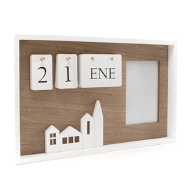 Rocking Gifts Wooden Perpetual Calendar with Photo Frame 37 x 23 cm