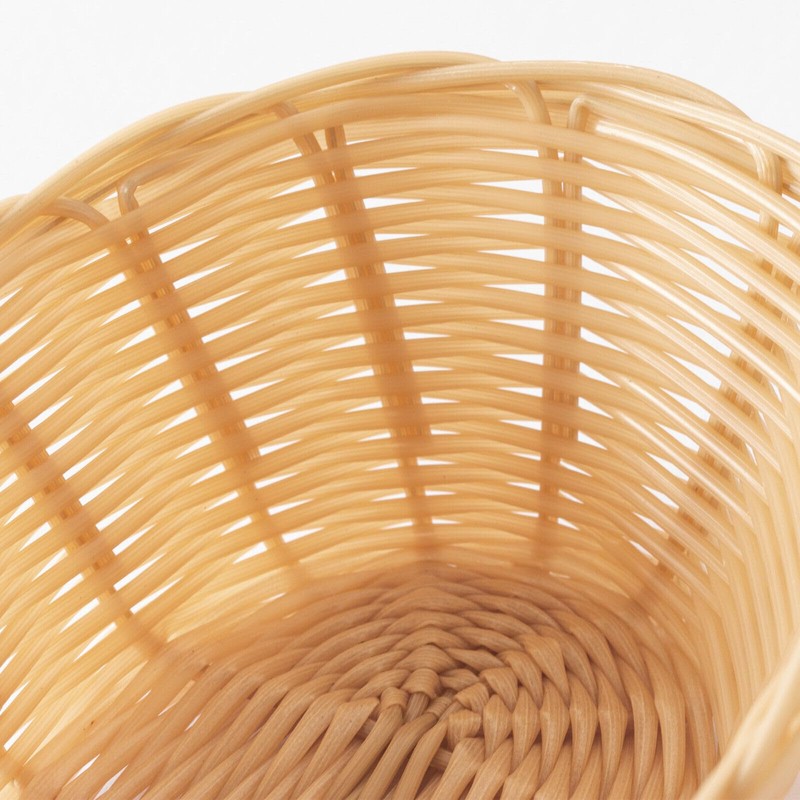 [Set Of 4] 23cm Oval Light Brown Poly-Rattan Basket