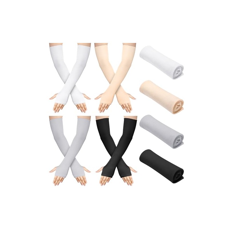 Bememo Fingerless Elbow Length UV Protection Gloves - 4 Pack