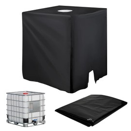 Tank Cover 1000 L, 120 x 100 x 116 cm Container Cover Anti-UV Protective Cover, Water Tank Tarpaulin Suitable for Outdoor Bucket Containers, Water Tank Containers, Rain Butt (Black)
