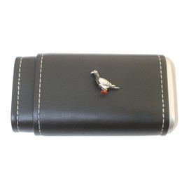 Pigeon Cigar Tube Leather Covered Black Case With Cedar Lining In Gift Box 581