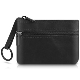 Amaxiu Genuine Leather Mini Coin Purse, black, Classic