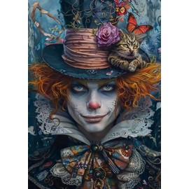 VONBOR Hallowmas Diamond Art Painting Kits for Adults Beginner, Horror Clown Diamond Art for Adults Full Round Drill, DIY Paint with Diamond Dots Gem Art Craft Set Picture Gift 12 * 16 inch