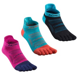 AONIJIE Socks for Men and Women High Performance Athletic Toe-Socks Soft,Comfortable and Breathable (Ankle-High - 3 Pack - Small)