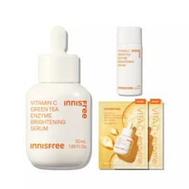 Innisfree 이니스프리 비타C 그린티 엔자임 토닝 세럼 50mL + 기프트(비타씨 겔마스크 2매+비타 토닝 세럼 10ml) Innisfree Vita C Green Tea Enzyme Toning Serum 50mL + Gift (Vita C Gel Mask 2pcs + Vita Toning Serum 10ml)
