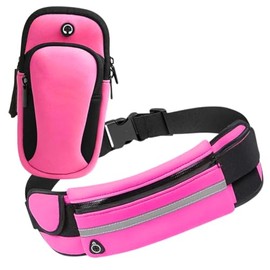 Cangurera Deportiva, Bolsa Deportiva con Cinturón Elastic para brazo y Bolsillos de Auricular y Llaves, Riñoneras Deportivas de Hombres y Mujeres para