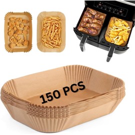 Air Fryer Liners 150 Pcs, Ninja Air Fryer Liners for Ninja Air Fryer Dual, Air Fryer Accessories for AF300UK AF400UK, Paper Liners Compatible with Ninja, Salter, Tower and Other Dual Zone Air Fryer